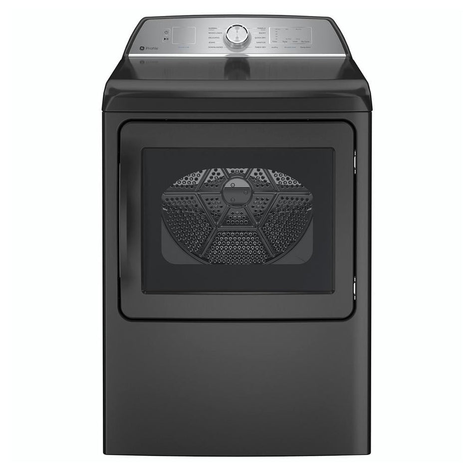 GE Profile 7.4 cu. ft. Smart Diamond Gray Electric Dryer with Sanitize Cycle and Sensor Dry, ENERGY STAR