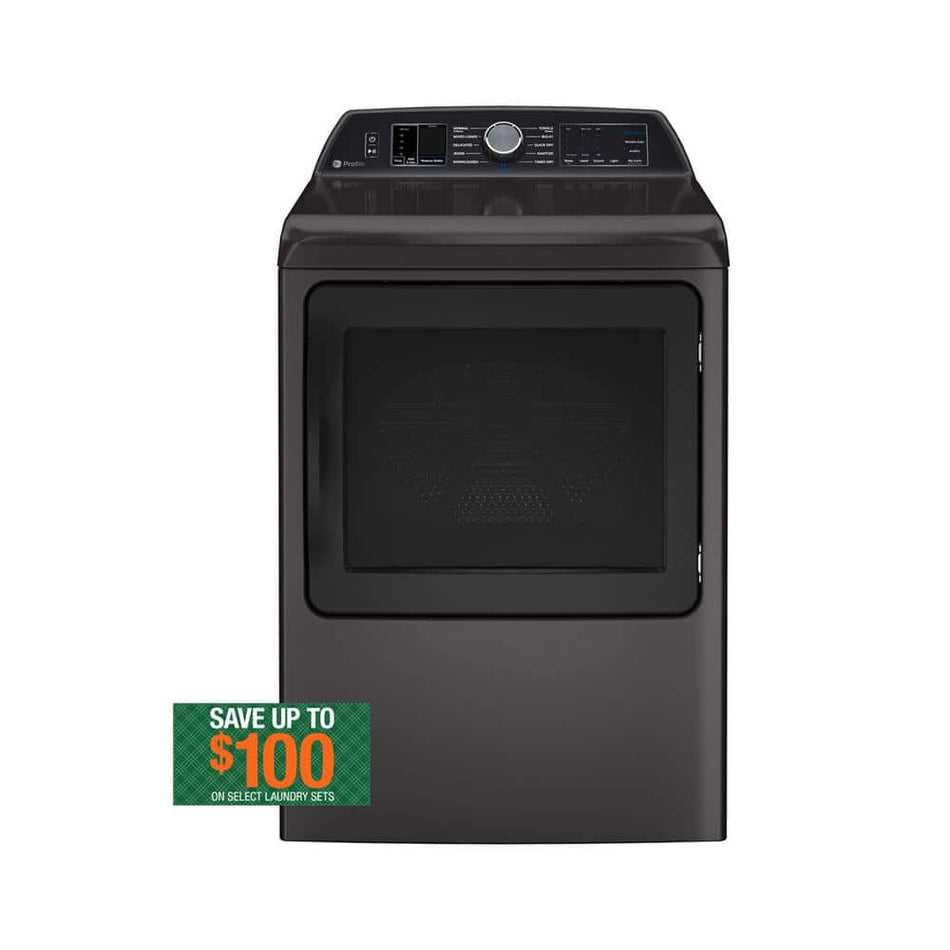 GE Profile Profile 7.4 cu. ft. Electric Dryer in Diamond Gray with Steam, Sanitize Cycle and Sensor Dry, ENERGY STAR