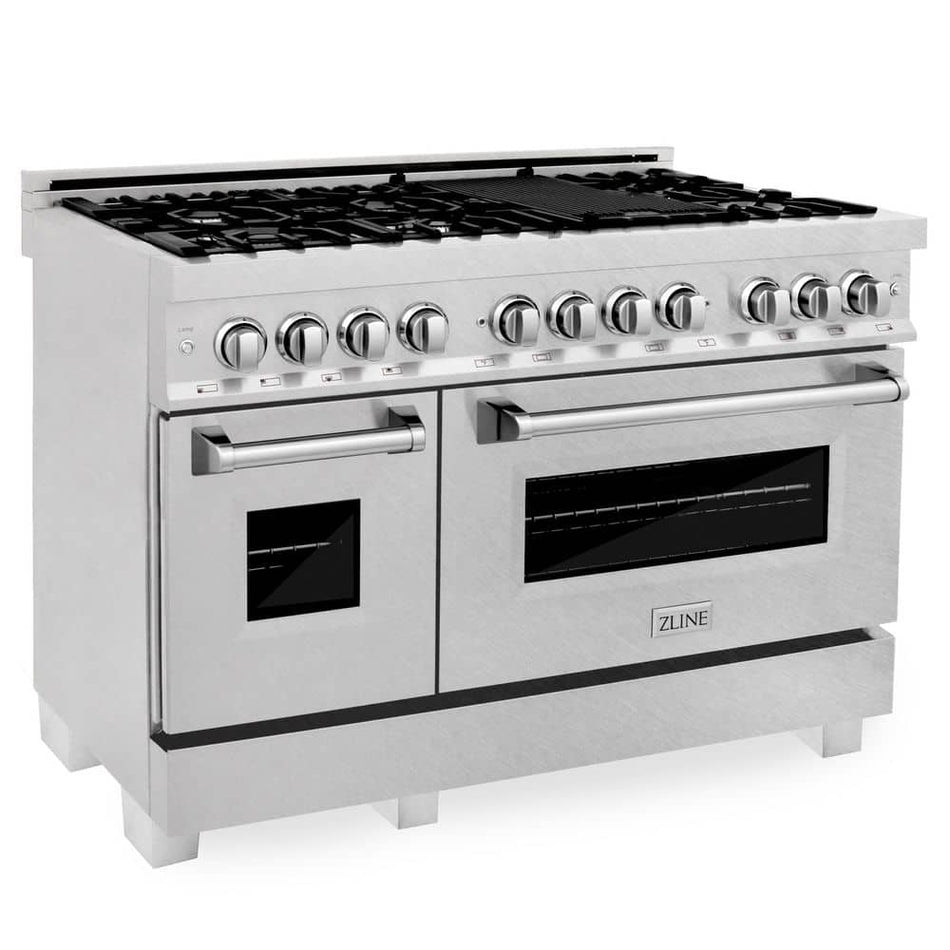 ZLINE Kitchen and Bath 48 in. 7 Burner Double Oven Dual Fuel Range in Fingerprint Resistant Stainless Steel