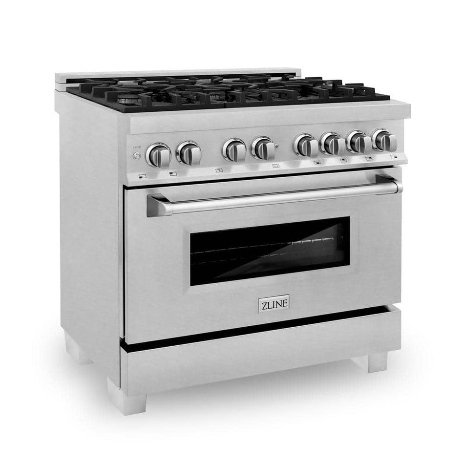 ZLINE Kitchen and Bath 36 in. 6 Burner Dual Fuel Range in Fingerprint Resistant Stainless Steel