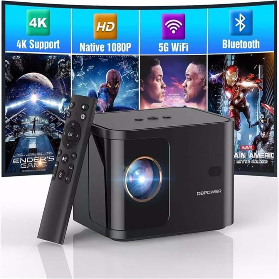 Etokfoks 1920 x 1080 5G WiFi Mini Portable Projector with Bluetooth and 12000 Lumens