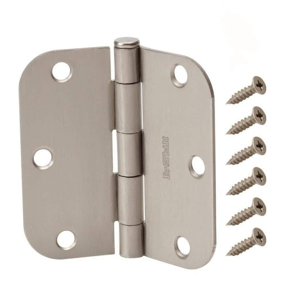 Everbilt 3-1/2 in. x 5/8 in. Radius Satin Nickel Door Hinge Value Pack (12-Pack)