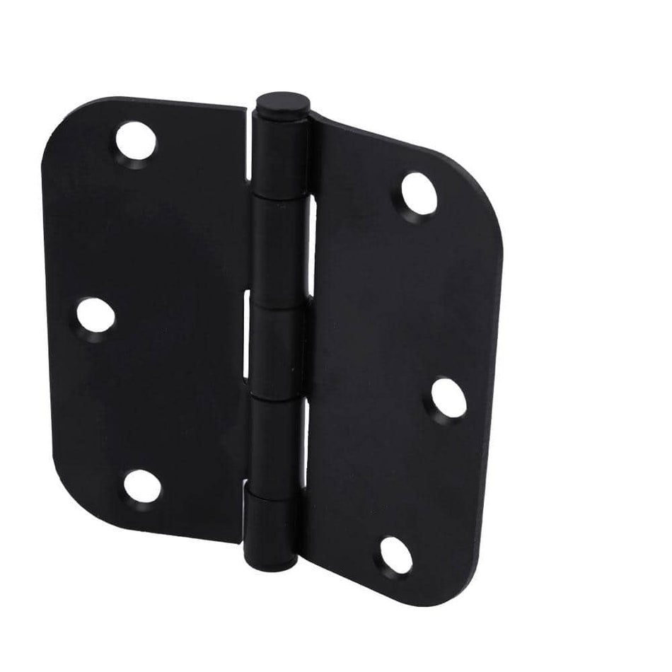 Everbilt 3-1/2 in. x 5/8 in. Radius Matte Black Squeak-Free Door Hinge (3-Pack)