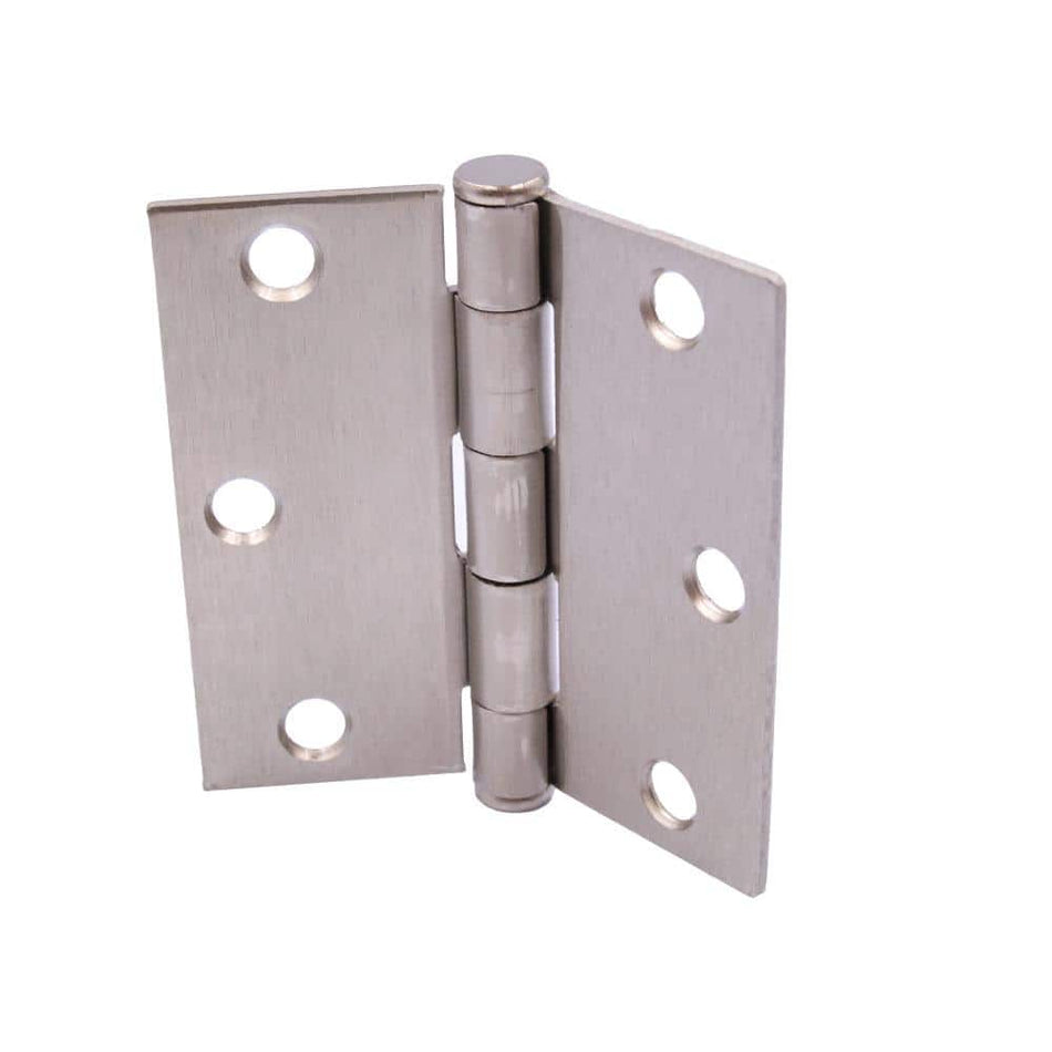 Everbilt 3 in. Square Radius Satin Nickel Squeak-Free Door Hinge