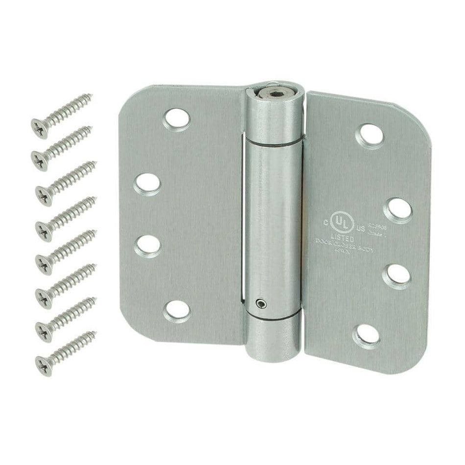 Everbilt 4 in. x 5/8 in. Radius Satin Chrome Adjustable Spring Door Hinge