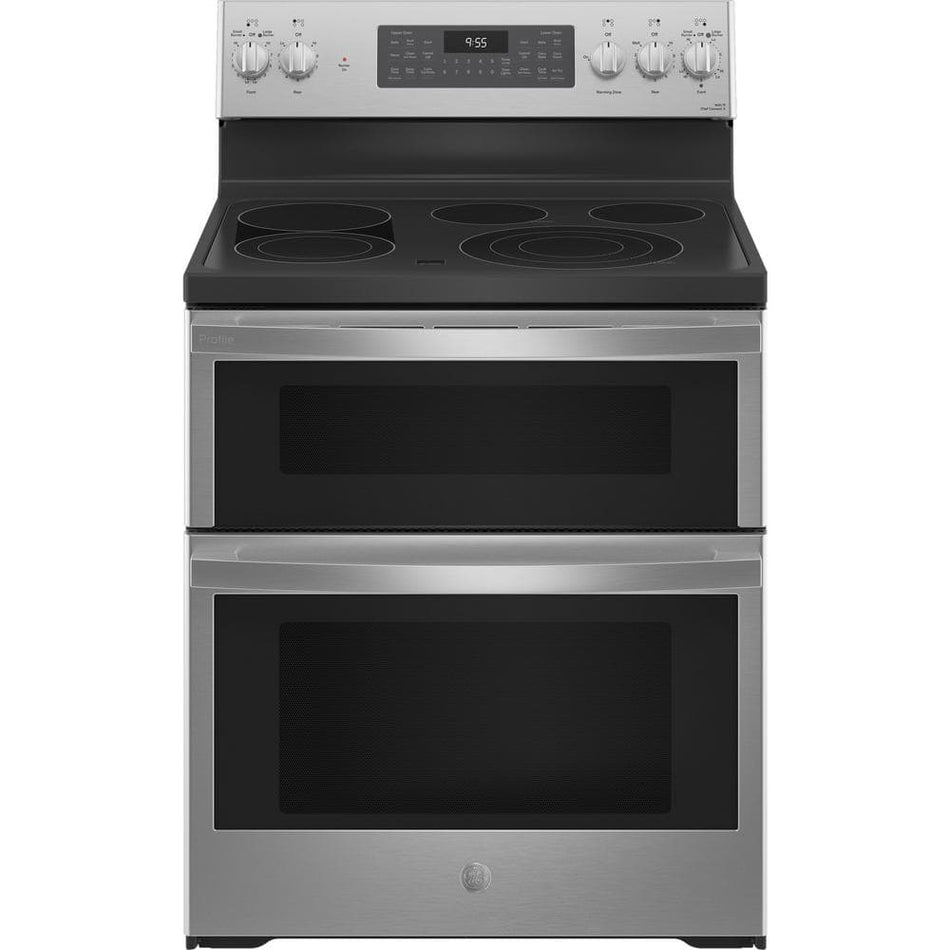 GE Profile 30 in. 6.6 cu. ft. Smart Freestanding Double Oven Electric Range in Fingerprint Resistant Stainless with Convection