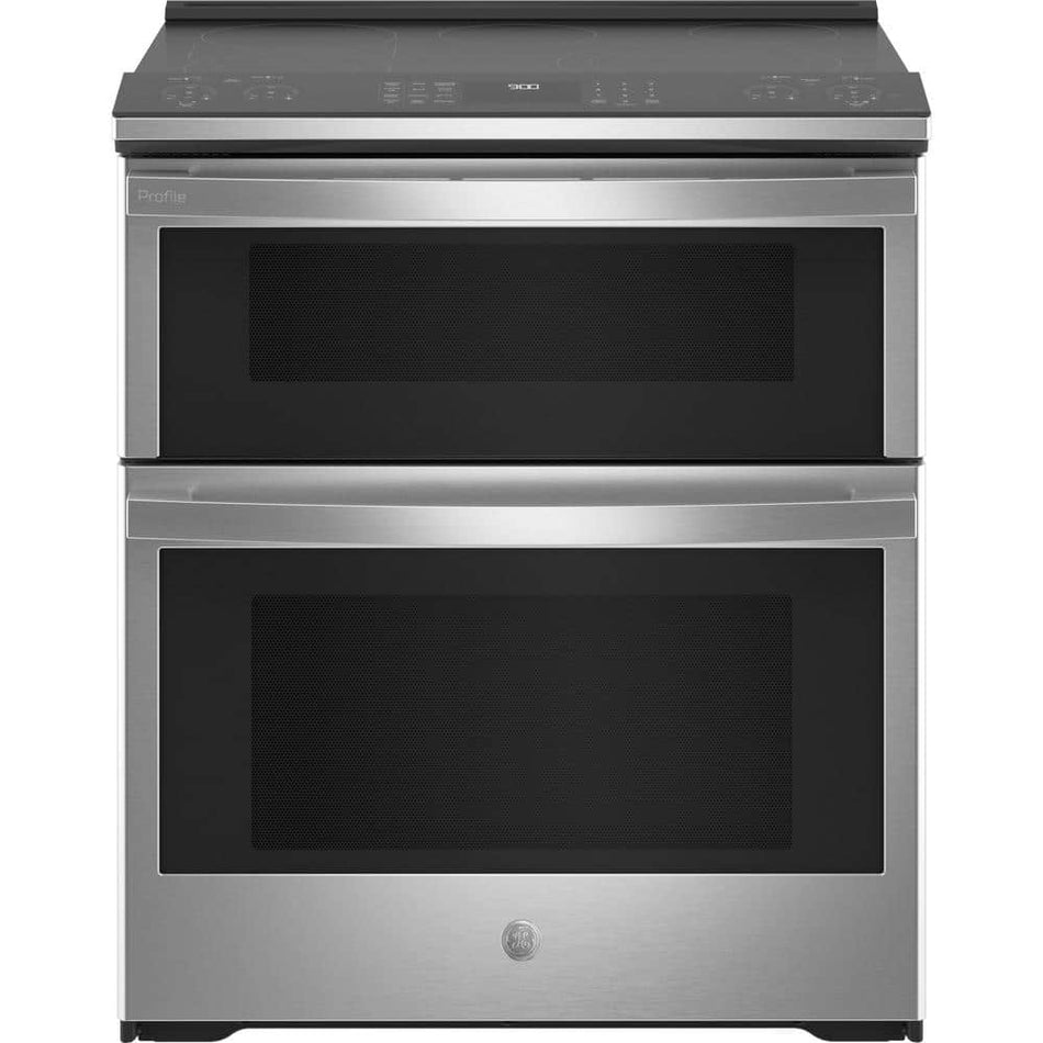 GE Profile 30 in. 6.6 cu. ft. Slide-In Double Oven Electric Range in Fingerprint Resistant Stainless with Convection and Air Fry