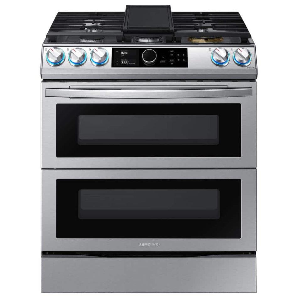 Samsung 30 in. 6.3 cu. ft. Flex Duo Slide-in Dual Fuel Range with Air Fry in Fingerprint Resistant Stainless Steel