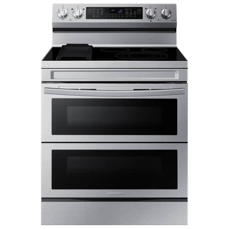 Samsung 6.3 cu. ft. 30 in. Smart Freestanding Double Oven Electric Range with Flex Duo in Fingerprint Resistant Stainless Steel