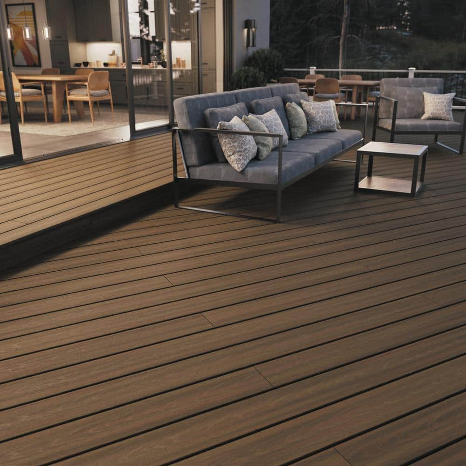 Fiberon ArmorGuard 15/16 in. x 5-1/4 in. x 8 ft. Forest Brown Square Edge Capped Composite Decking Board