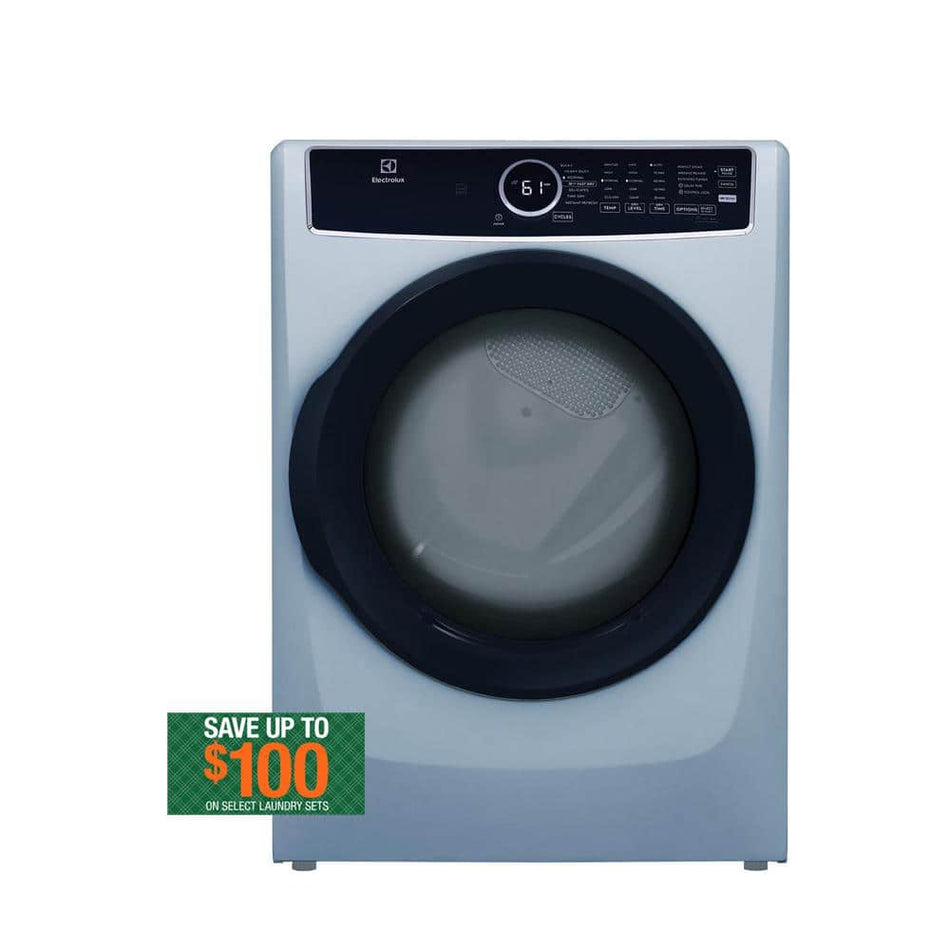 Electrolux 8 cu.ft. vented Front Load Gas Dryer in Glacier Blue