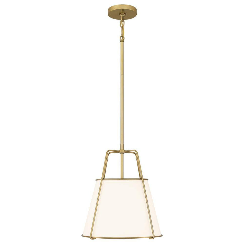 DSI Taylor 2-Light Gold Pendant with White Fabric Shade