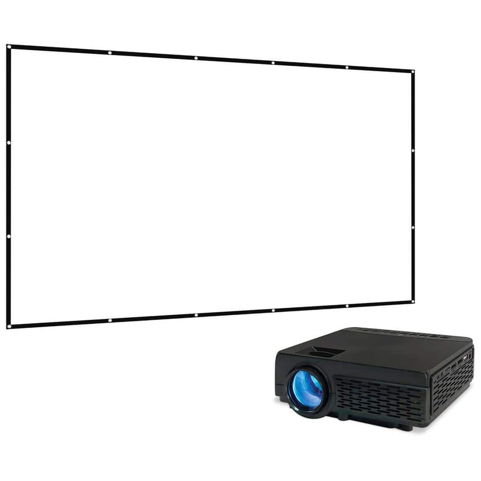 GPX 800 x 480 Mini Projector with 2500 Lumens, Bluetooth with 120 in. Projection Screen Included