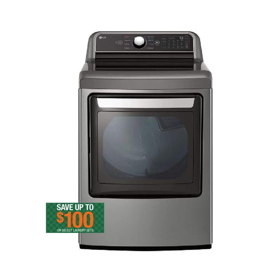 LG 7.3 Cu. Ft. Vented SMART Electric Dryer in Graphite Steel with EasyLoad Door and Sensor Dry Technology