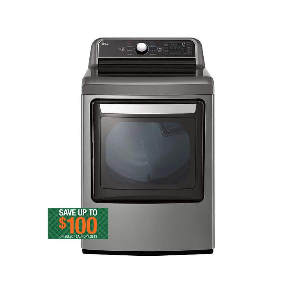 LG 7.3 cu. ft. Vented SMART Gas Dryer in Graphite Steel with EasyLoad Door and Sensor Dry Technology