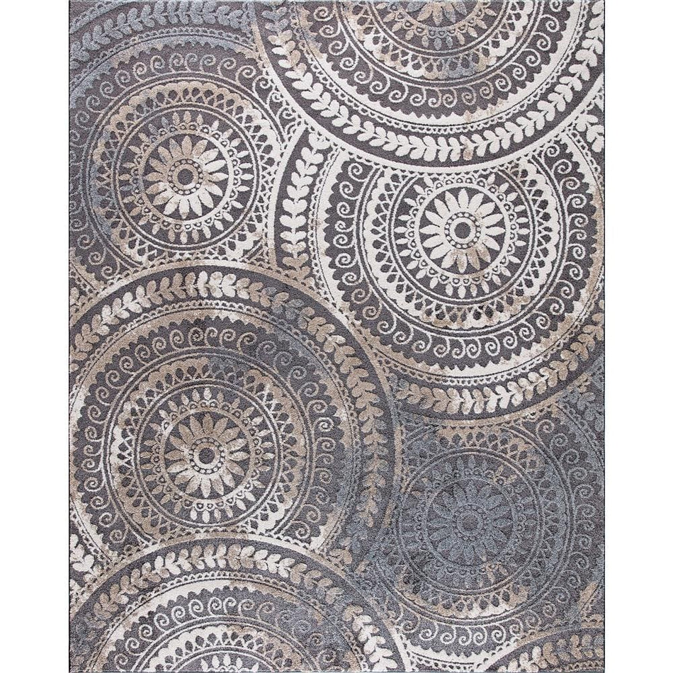 StyleWell Spiral Gray 7 ft. x 9 ft. Geometric Medallion Area Rug