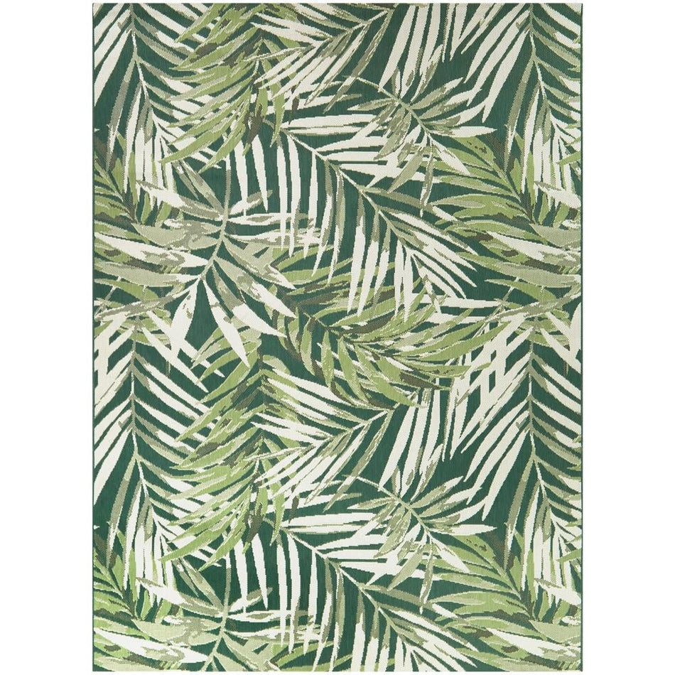 Hampton Bay Green 7 ft. x 9 ft. Palm Indoor/Outdoor Patio Area Rug