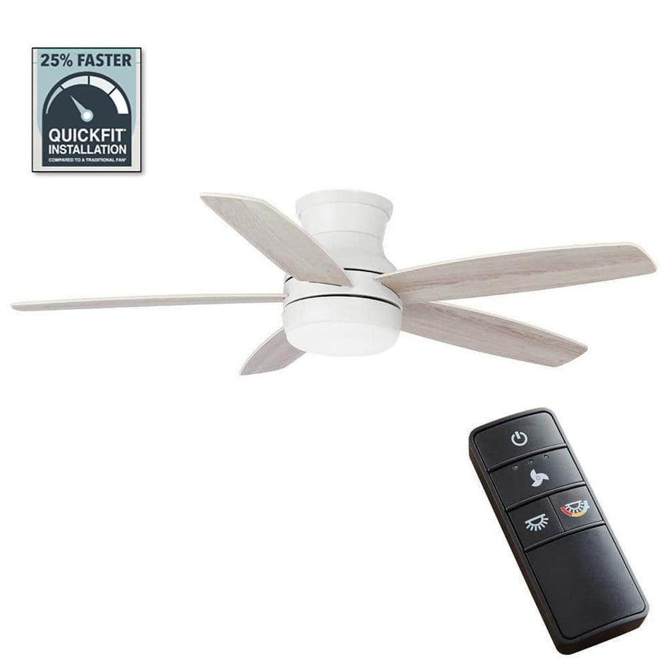 Hampton Bay Ashby Park 52 in. White Color Changing Integrated LED Matte White Indoor Ceiling Fan with Light Kit and Remote Control