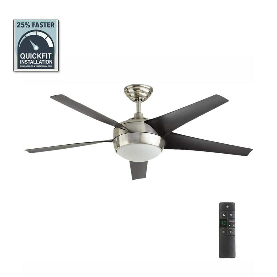 Home Decorators Collection Windward IV 52 in. Indoor LED Brushed Nickel Ceiling Fan with Dimmable Light Kit, Remote Control and Reversible Motor