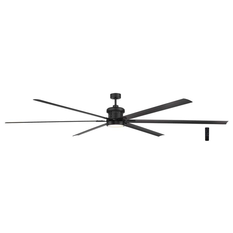 Home Decorators Collection Royalty II 120 in. Integrated LED Indoor/Outdoor Matte Black Ceiling Fan with Light and Remote