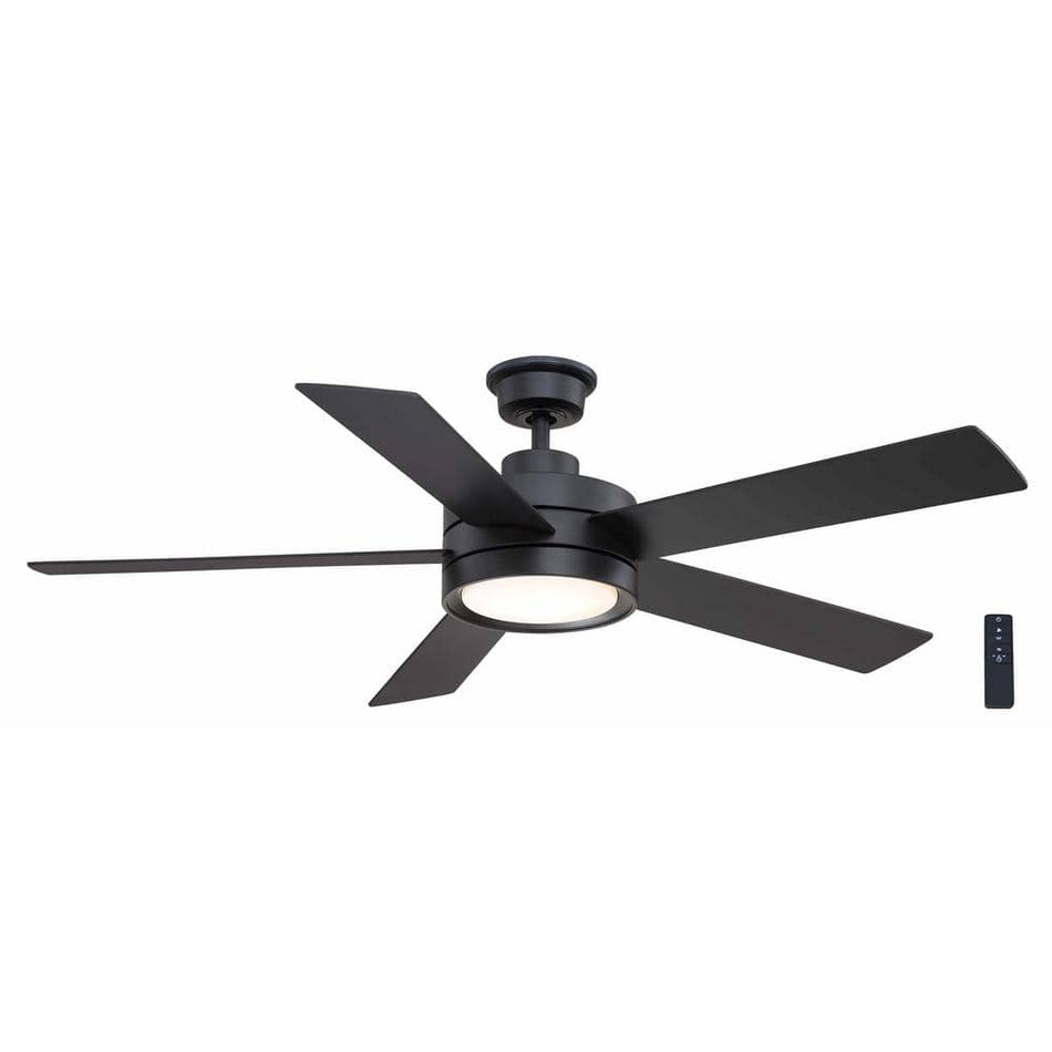 Home Decorators Collection Baxtan 56 in. LED Matte Black Ceiling Fan with Light and Remote Control