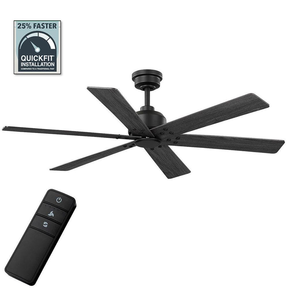 Home Decorators Collection Cortaine 54 in. Indoor/Outdoor Matte Black Ceiling Fan with DC Motor and Remote Control Included