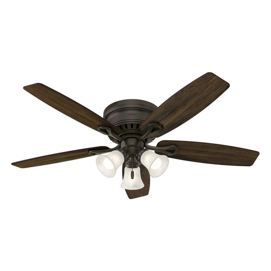 Hunter Oakhurst 52 in. LED Indoor Low Profile New Bronze Ceiling Fan with Light Kit