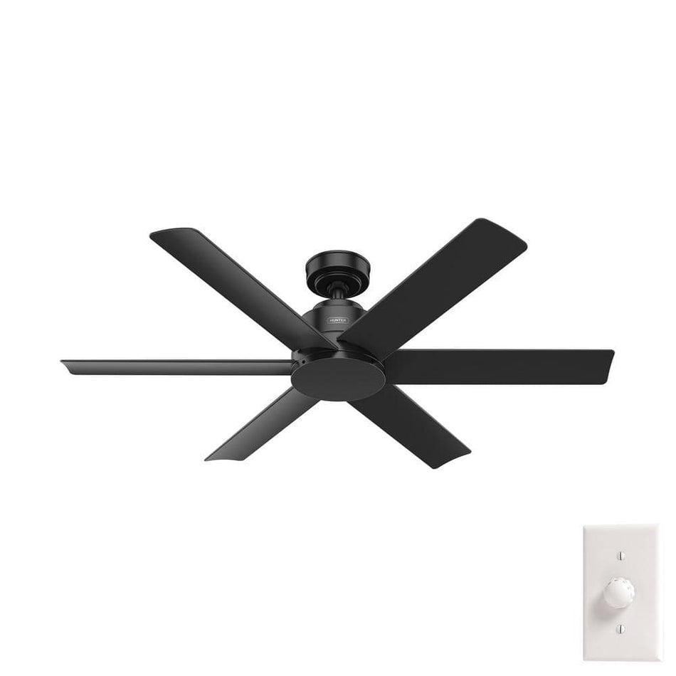 Hunter Kennicott 52 in. Outdoor Matte Black Ceiling Fan with Wall Control