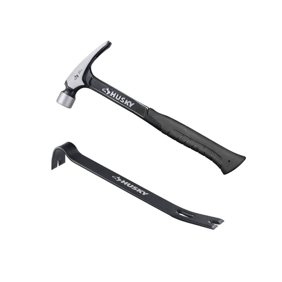 Husky 20 oz. Steel Rip Hammer and 15 in. Wrecking Bar