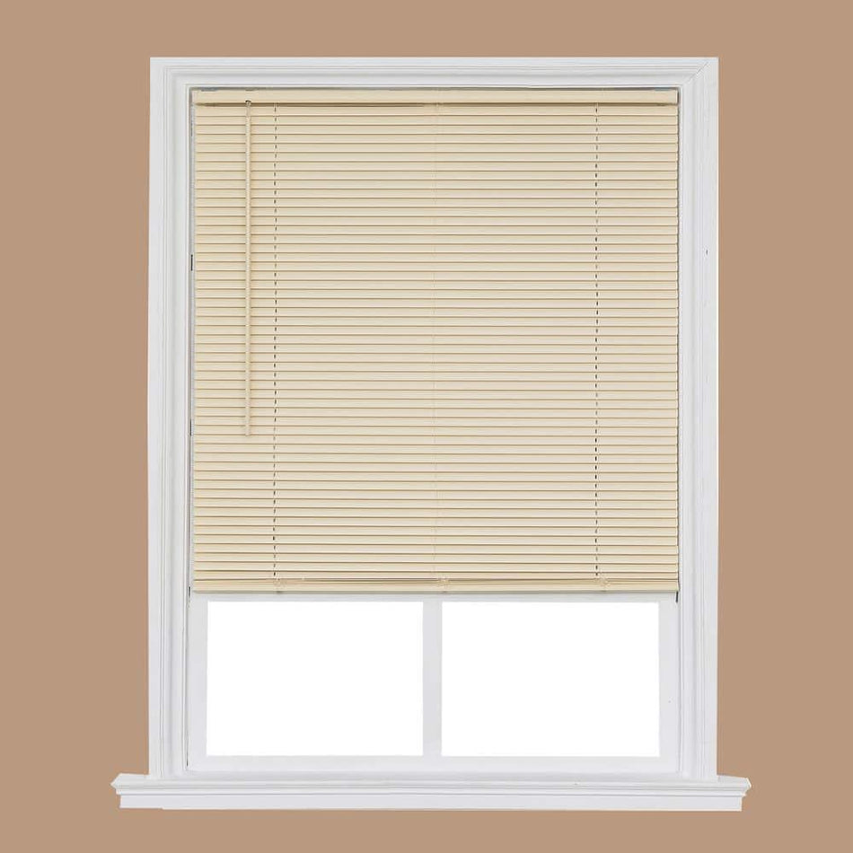 Home Basics Ivory Cordless 1 in. Room Darkening Vinyl Mini Blind with White Backside 36-1/2 in. W x 64 in. L