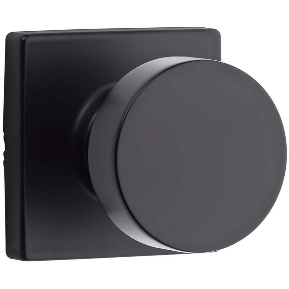 Kwikset Pismo Square Matte Black Hall/Closet Door Knob