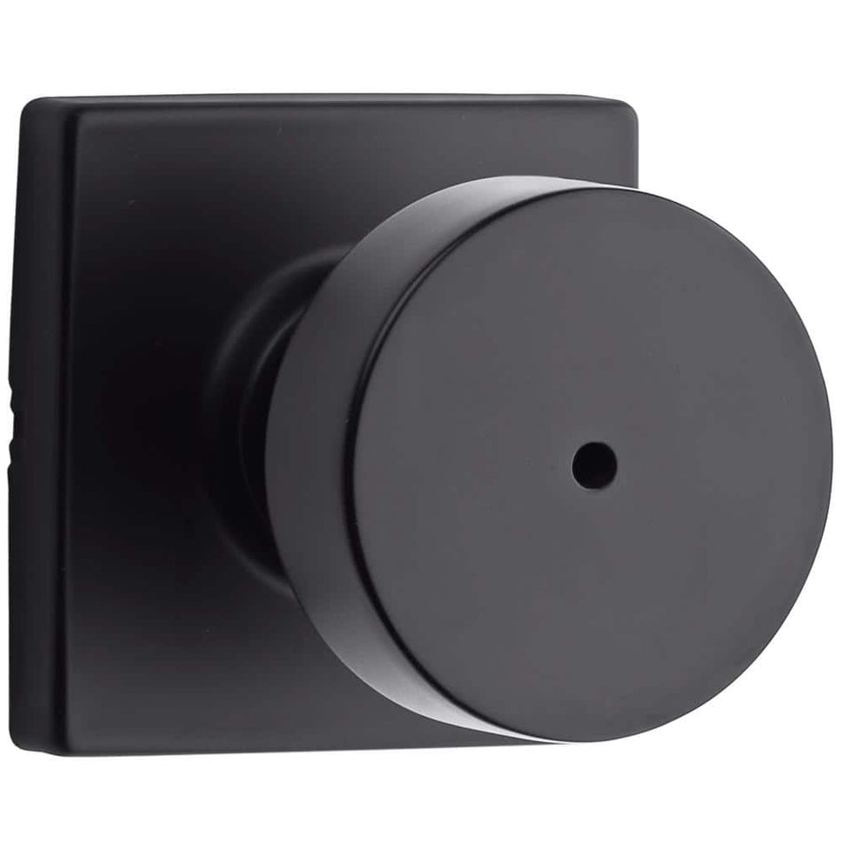 Kwikset Pismo Square Matte Black Bed/Bath Door Knob with Lock