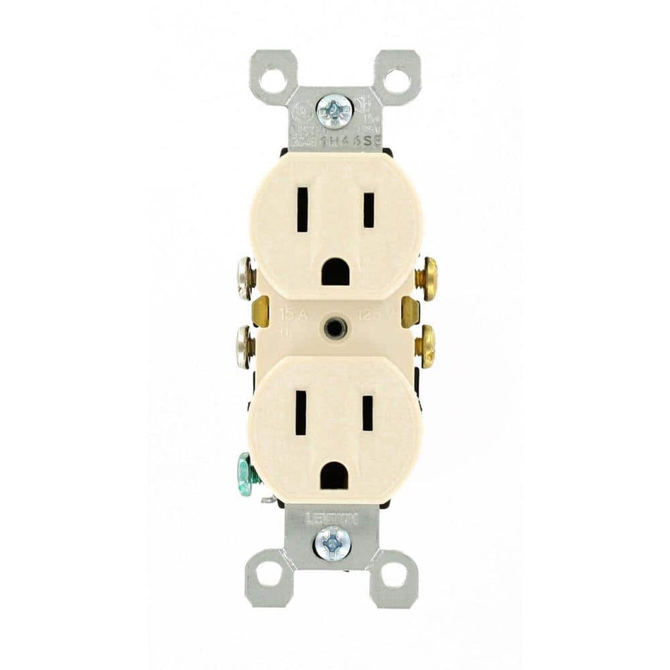 Leviton 15 Amp Residential Grade Grounding Duplex Outlet, Light Almond