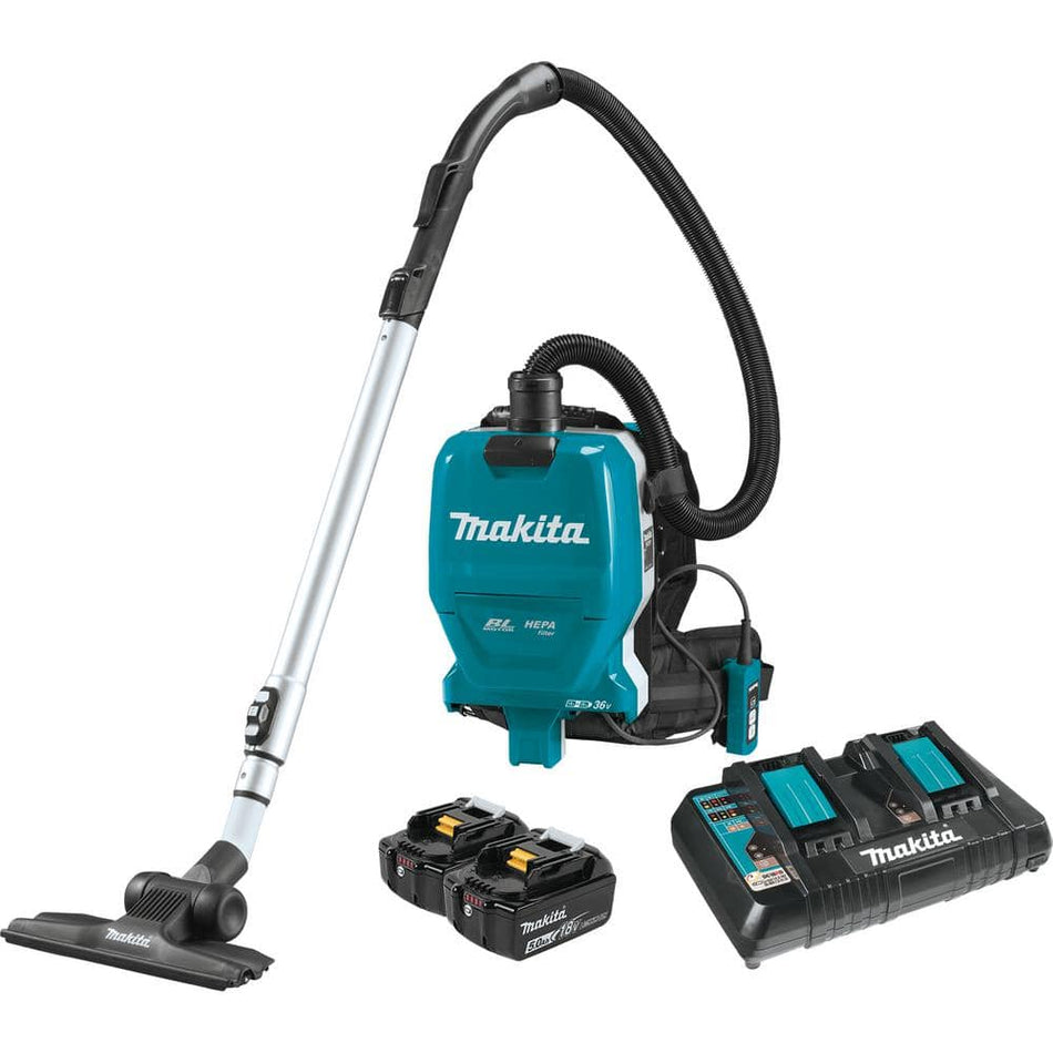 Makita 18-Volt X2 LXT Lithium-Ion (36-Volt) Brushless Cordless 1/2 Gal. HEPA Filter Backpack Dry Vacuum Kit, 5.0Ah