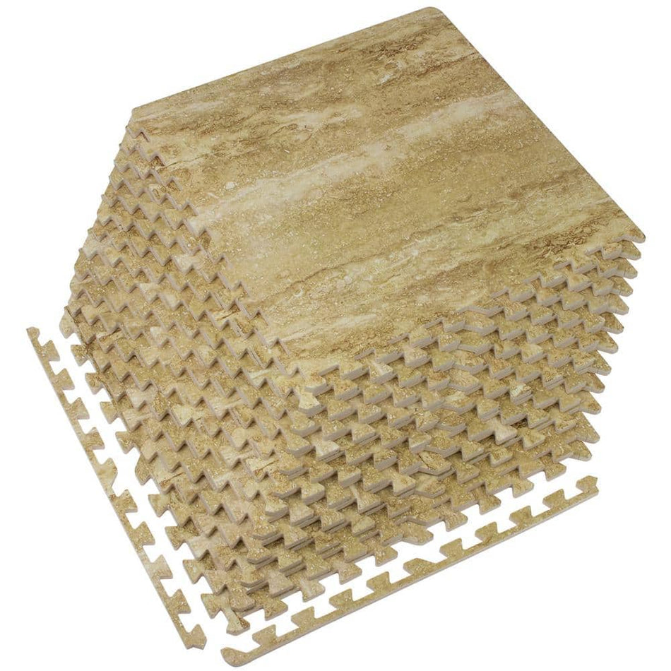 Sorbus Marble Stone Floor Mats Foam Interlocking Mats 24 in. x 24 in. (12 Tiles)