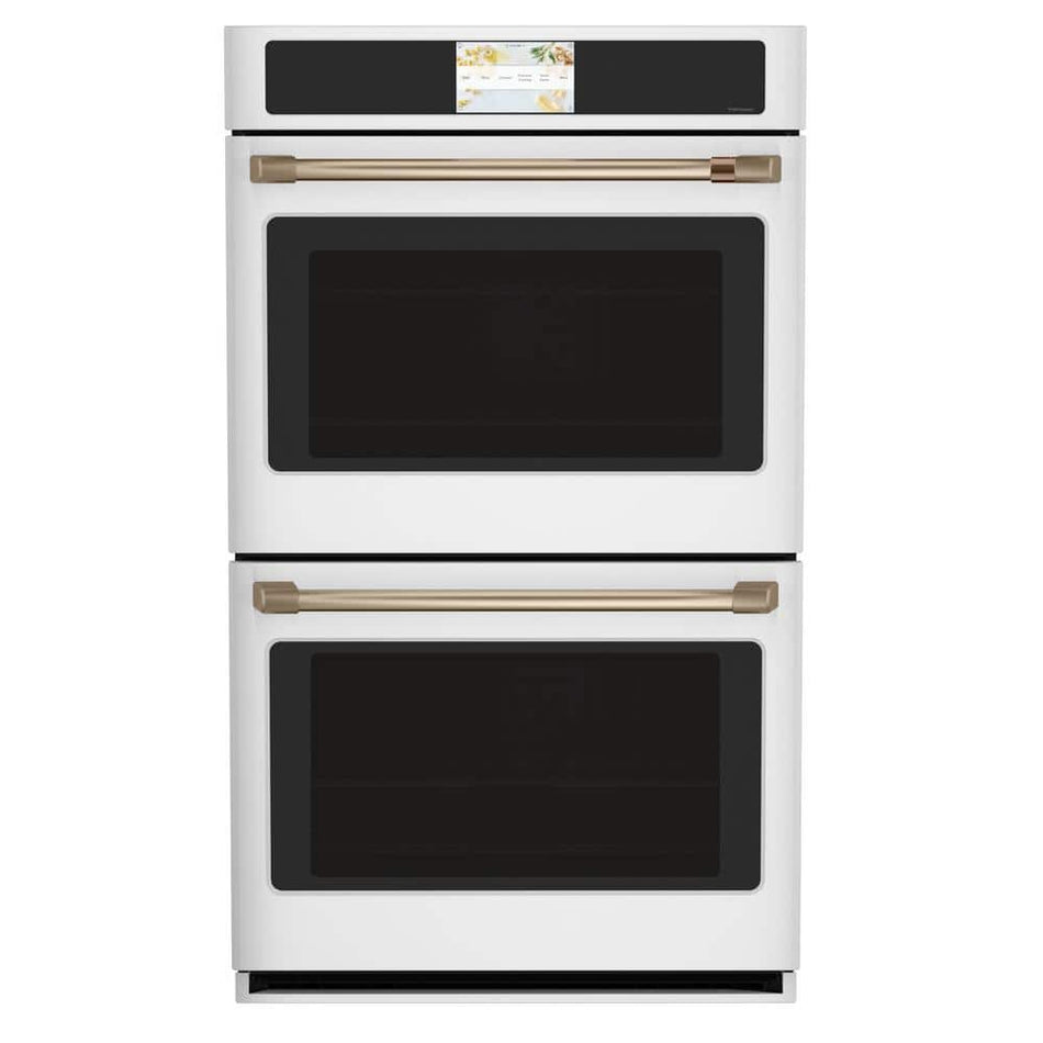 Cafe 30 in. Smart Double Electric Smart Wall Oven with Convection Self-Cleaning in Matte White, Fingerprint Resistant