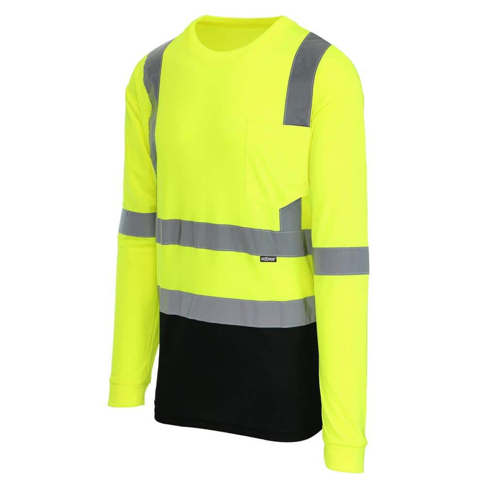 MAXIMUM SAFETY Men's X-Large High Visibility Black/Yellow ANSI Class 3 Polyester Long-Sleeve Safety Shirt with Reflective Tape