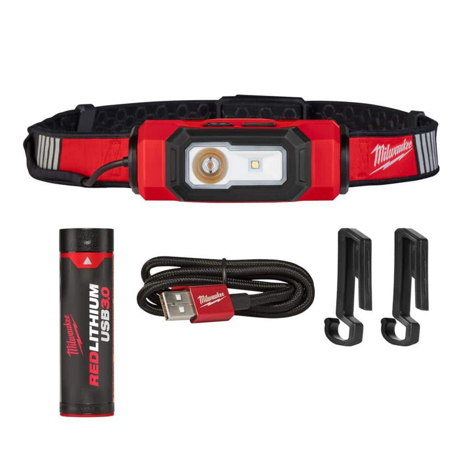 Milwaukee 600 Lumens LED REDLITHIUM USB 360-Degree Visibility Hard Hat Headlamp