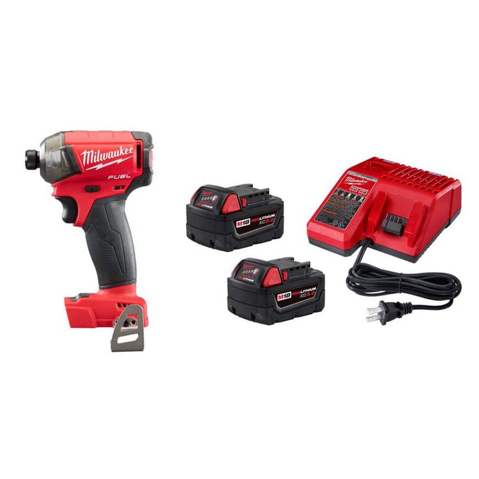 Milwaukee M18 FUEL SURGE 18V Lithium-Ion Brushless Cordless 1/4 in. Hex Impact Driver w/(2) 5.0Ah Batteries & Charger