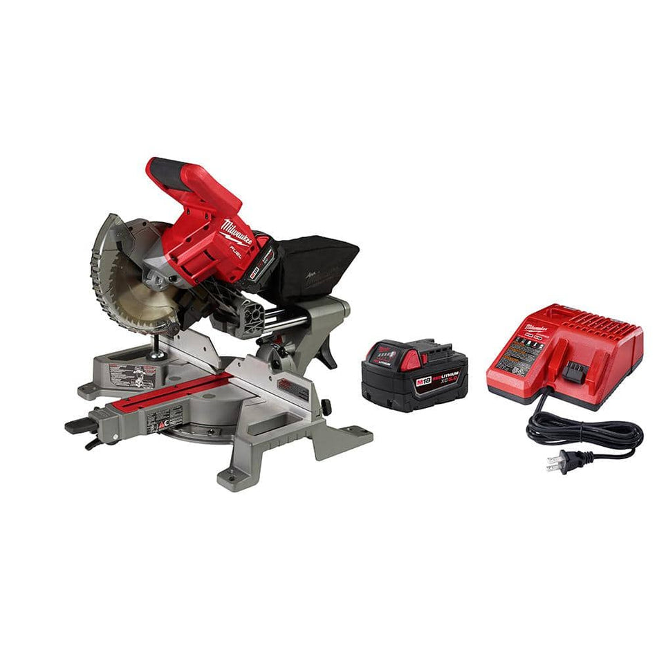 Milwaukee M18 FUEL 18V Lithium-Ion Brushless Cordless 7-1/4 in. Dual Bevel Sliding Compound Miter Saw Kit w/One 5.0Ah Battery