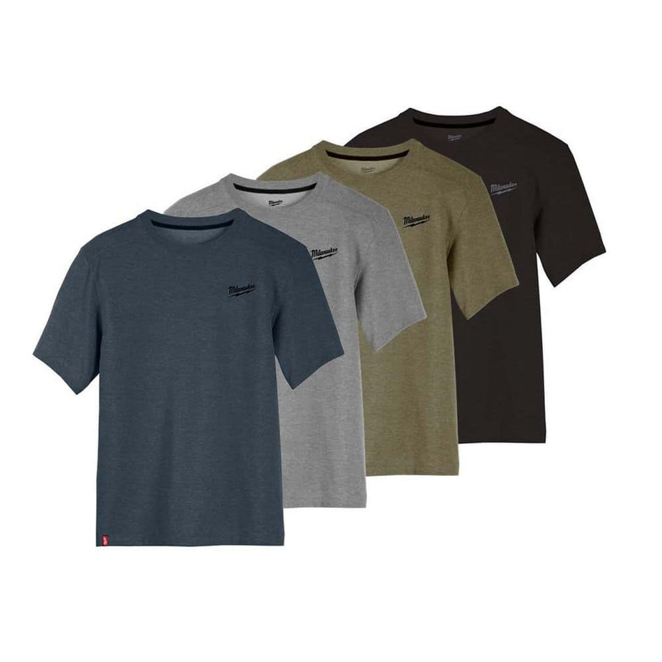 Milwaukee Men's Large Multi-Color Cotton/Polyester Hybrid Short-Sleeve Pocket T-Shirt (4-Pack)