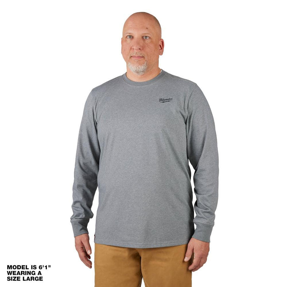 Milwaukee Men's Large Gray Cotton/Polyester Long-Sleeve Hybrid Work T-Shirt