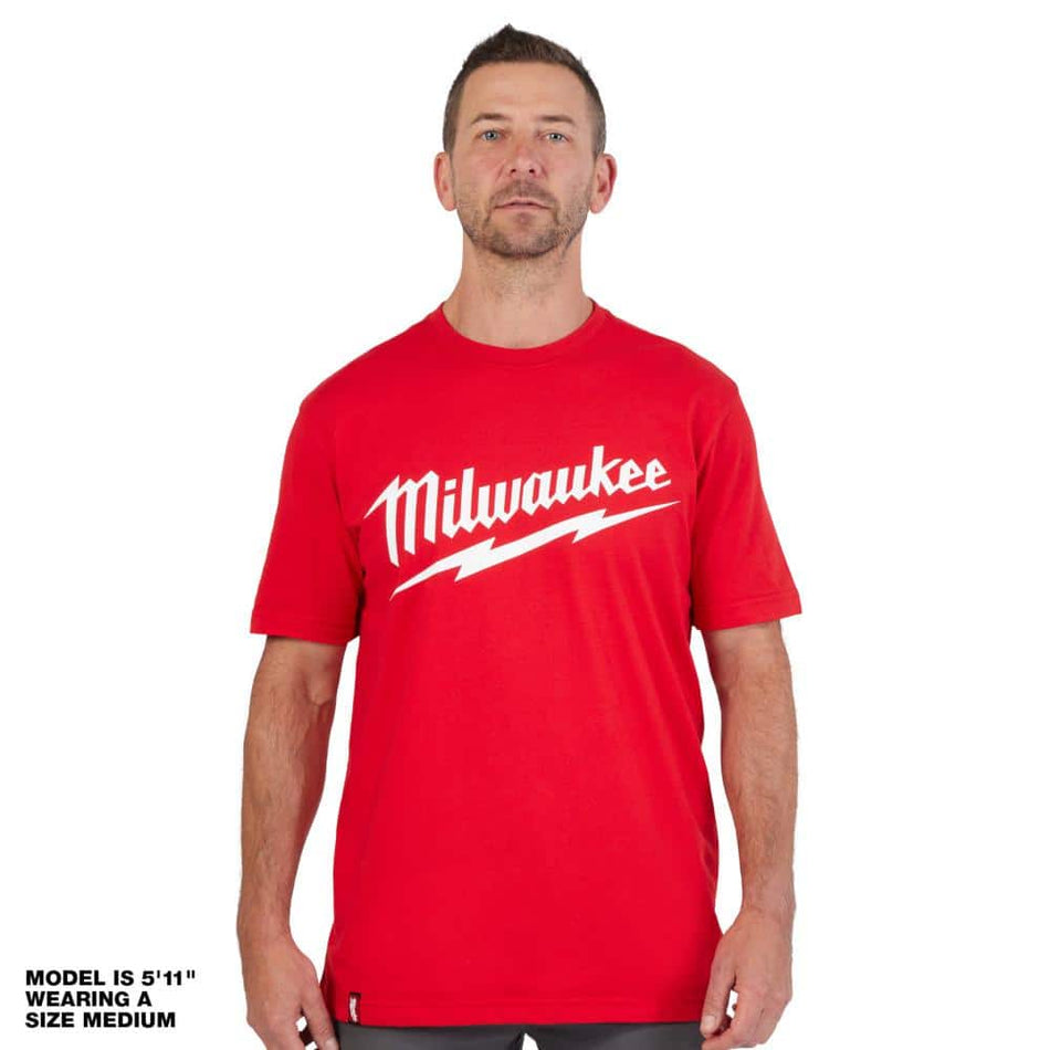 Milwaukee Men's Large Red Heavy-Duty Short-Sleeve T-Shirt