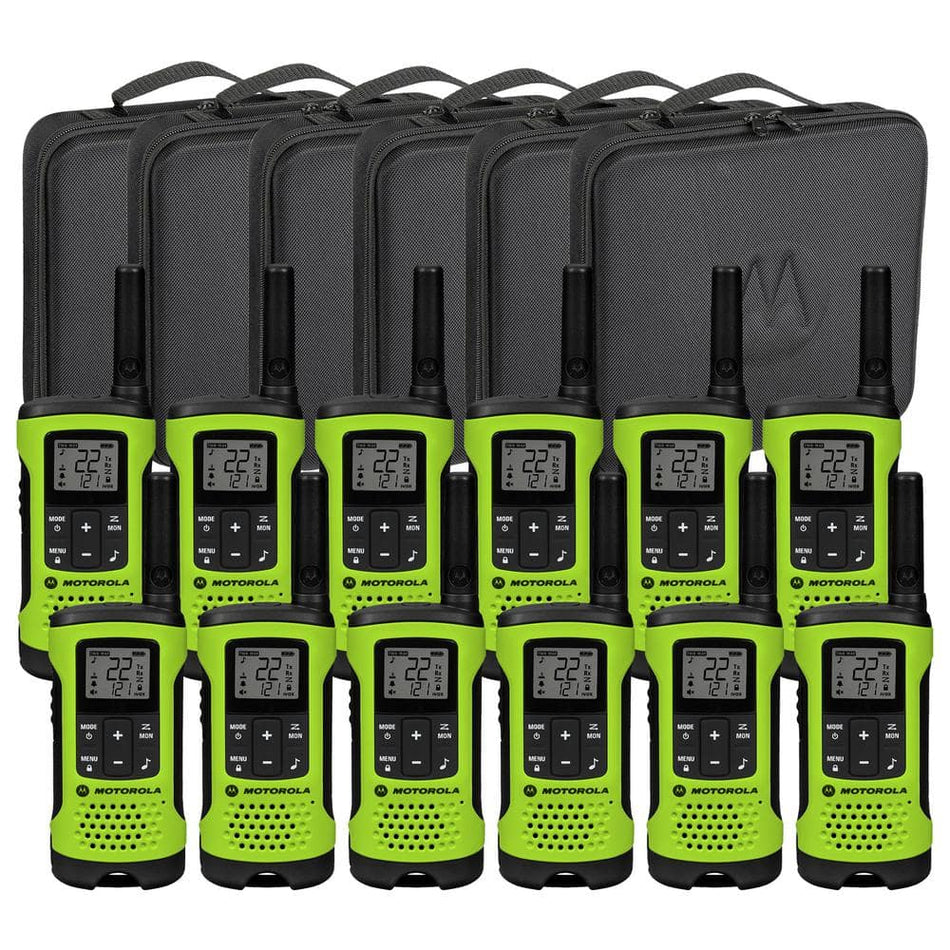 MOTOROLA Talkabout T605 Rechargeable Waterproof 2-Way Radio with Carry Case and Charger in Green (12-Pack)