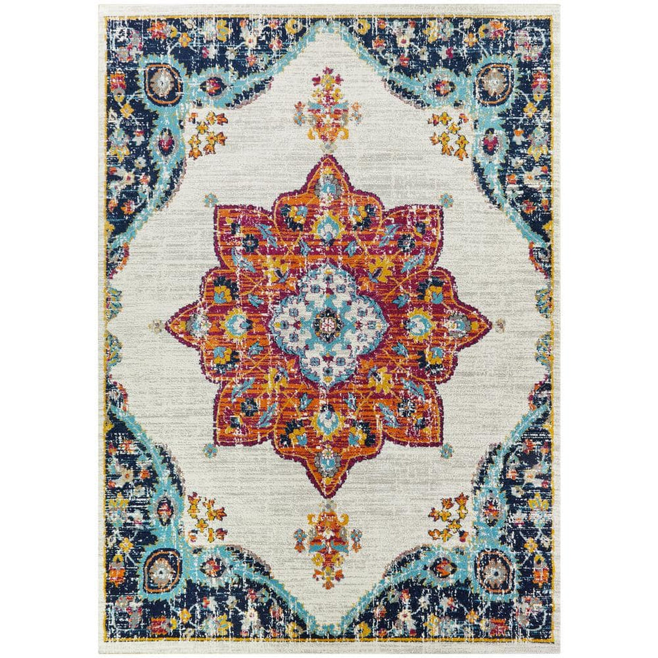 StyleWell Aurora Multicolored 6 ft. x 9 ft. Medallion Area Rug