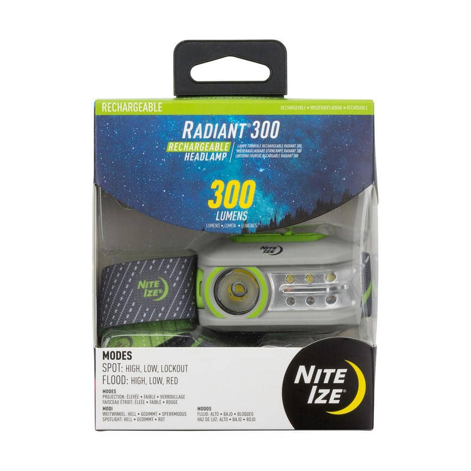 Nite Ize Radiant 300 Rechargeable Headlamp, Lime