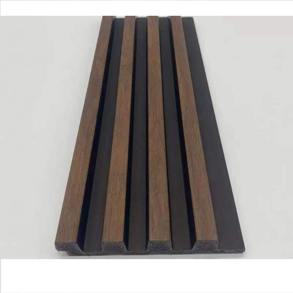 Ejoy 96 in. x 6 in. x 0.8 in. Acoustic Vin.yl Wall Claddin.g Sidin.g Board in. Brown Oak Wood Color (Set of 4-Piece)