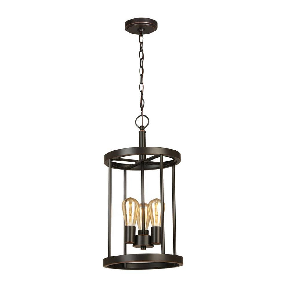 Hampton Bay Moreland 3--Light Bronze Pendant