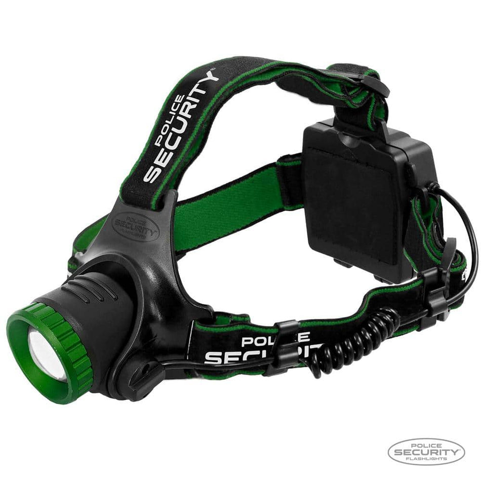 POLICE SECURITY Blackout-R 850 Lumen Rechargeable Headlamp featuring Slide Focus Pivoting Head and Powerful LiPo Battery