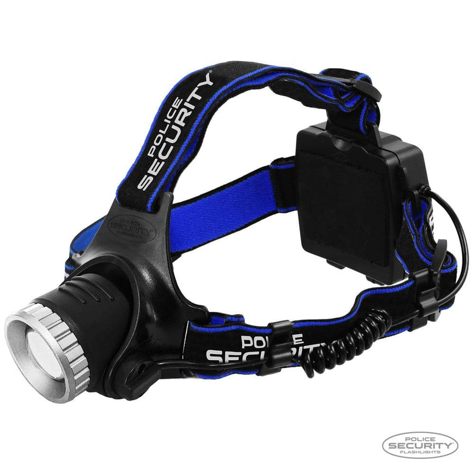 POLICE SECURITY Blackout 615 Lumens Battery Power 4 AA Headlamp Features Slide Focus and Pivoting Head